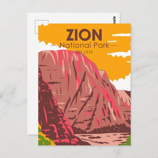 Zion National Park Utah Vintag Postkarte (Vorne/Hinten)