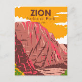 Zion National Park Utah Vintag Postkarte (Vorderseite)