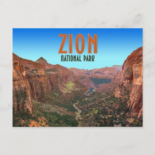 Zion National Park Utah Vintag Postkarte (Vorderseite)