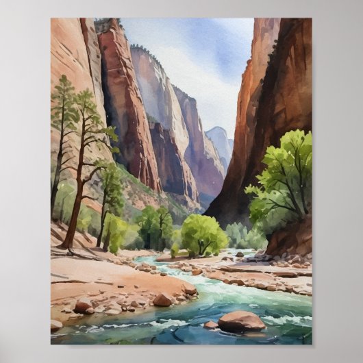 Zion National Park Utah Watercolor Poster (Vorne)
