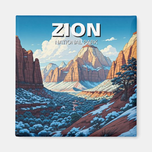Zion National Park Utah Winter Magnet (Vorne)