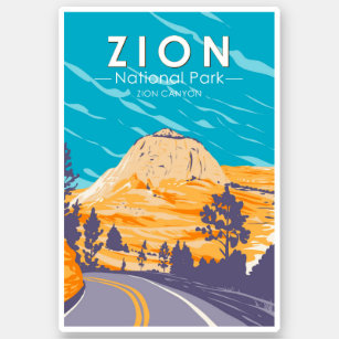 Zion National Park Utah Zion Canyon Road Vintag Aufkleber