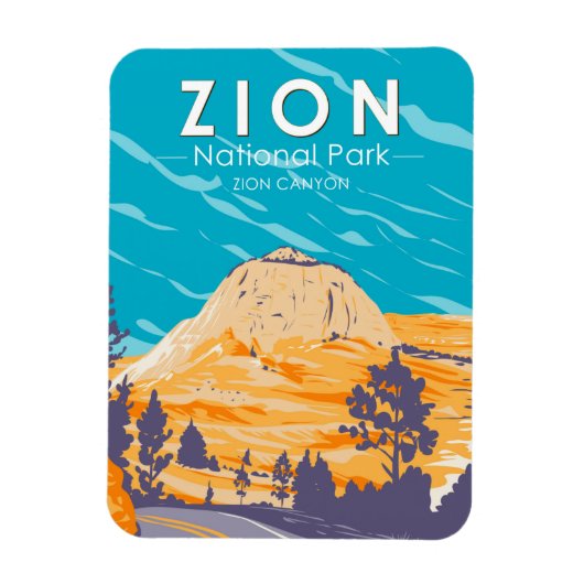 Zion National Park Utah Zion Canyon Road Vintag Magnet (Vertikal)