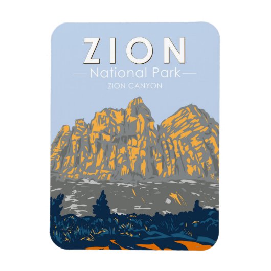 Zion National Park Utah Zion Canyon Vintag Magnet (Vertikal)