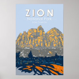Zion National Park Utah Zion Canyon Vintag Poster