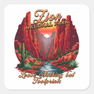 Zion National Park, Verlass nichts als Fußspuren Quadratischer Aufkleber
