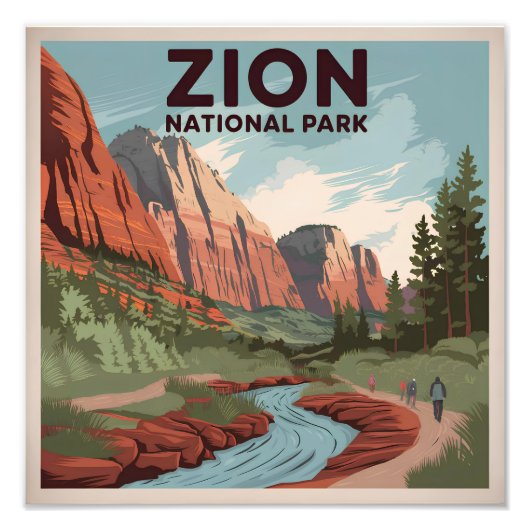 Zion National Park Vintag Fotodruck (Vorne)