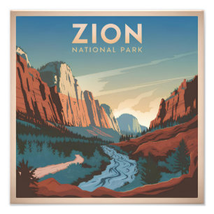 Zion National Park Vintag Fotodruck