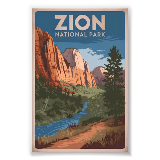 Zion National Park Vintag Fotodruck (Vorne)