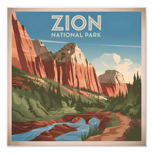 Zion National Park Vintag Fotodruck (Vorne)