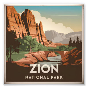 Zion National Park Vintag Fotodruck