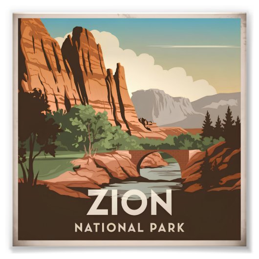 Zion National Park Vintag Fotodruck (Vorne)