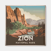 Zion National Park Vintag Magnet (Vorne)
