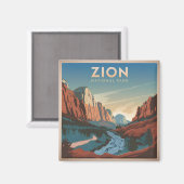 Zion National Park Vintag Magnet (Vorderseite/Rückseite)