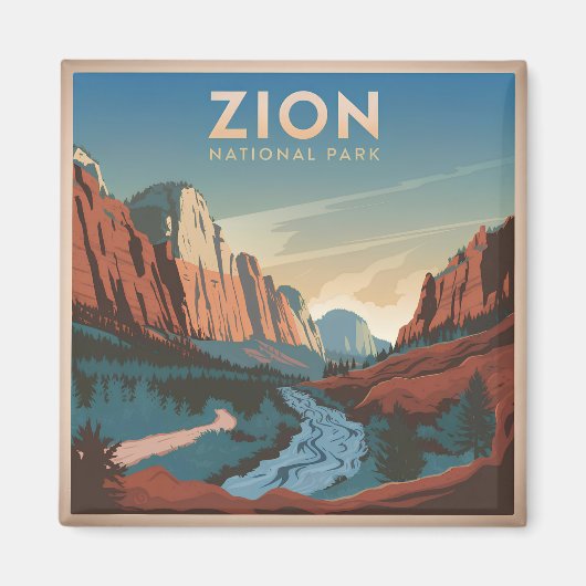 Zion National Park Vintag Magnet (Vorne)