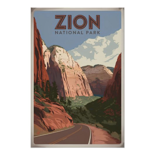 Zion National Park Vintag Poster (Vorderseite)