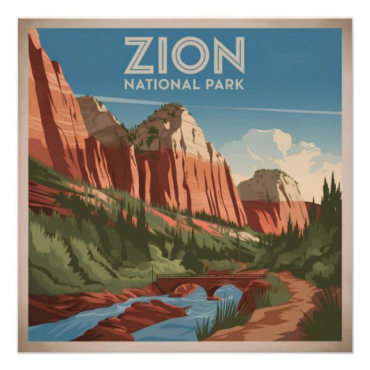 Zion National Park Vintag Poster (Vorderseite)