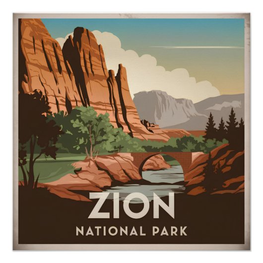 Zion National Park Vintag Poster (Vorderseite)