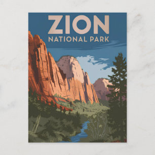 Zion National Park Vintag Postkarte