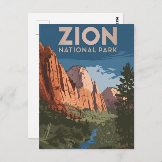 Zion National Park Vintag Postkarte (Vorne/Hinten)