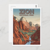 Zion National Park Vintag Postkarte (Vorne/Hinten)