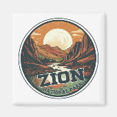 Zion National Park Vintag Sunset Travel Magnet (Vorne)
