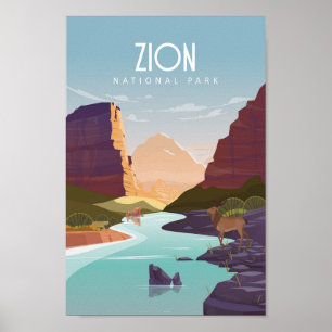 Zion National Park Vintage Reiseplakat Poster