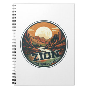 Zion National Park Vintage Sonnenuntergang Reise Notizblock