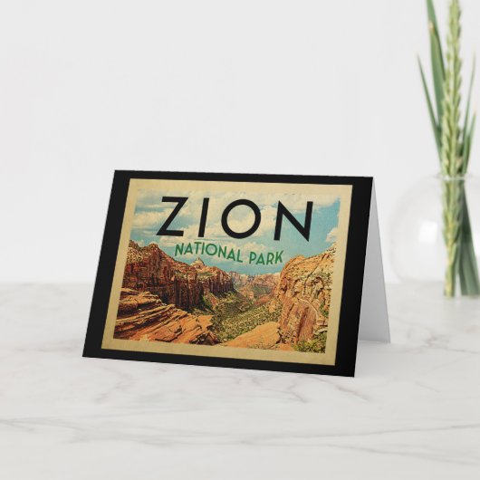 Zion National Park Vintage Travel Karte (Vorderseite)
