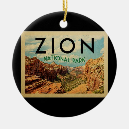 Zion National Park Vintage Travel Keramik Ornament (Vorne)