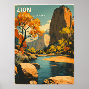 Zion National Park Vintage Travel Poster