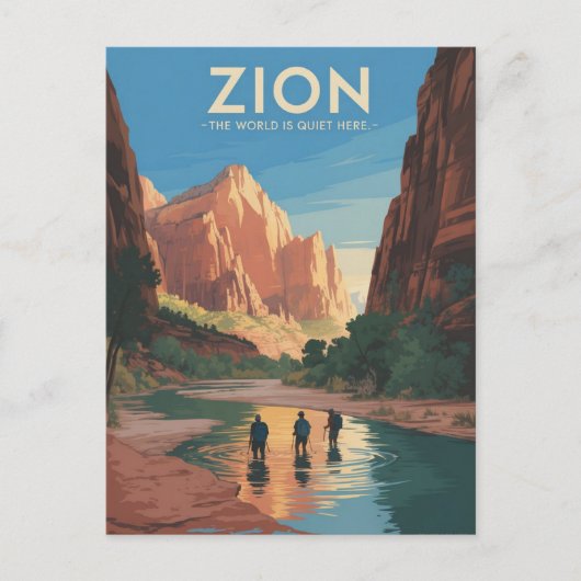 Zion National Park Vintage Travel Poster Postkarte (Vorderseite)