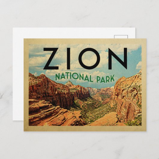 Zion National Park Vintage Travel Postkarte (Vorne/Hinten)