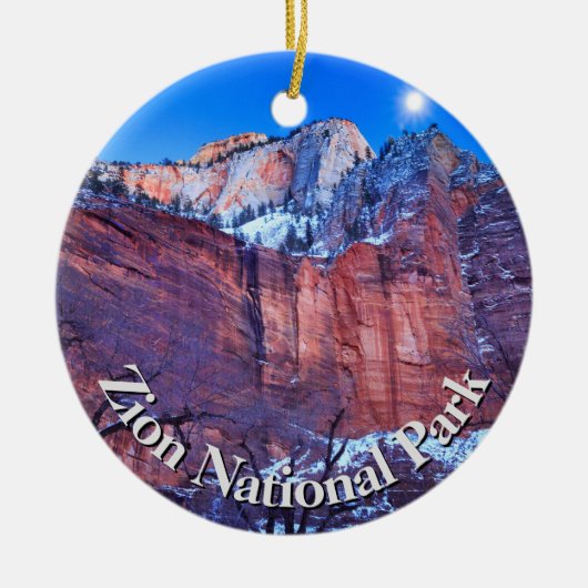 Zion National Park Winter Snow Keramik Ornament (Vorne)
