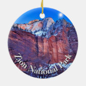 Zion National Park Winter Snow Keramik Ornament (Hinten)
