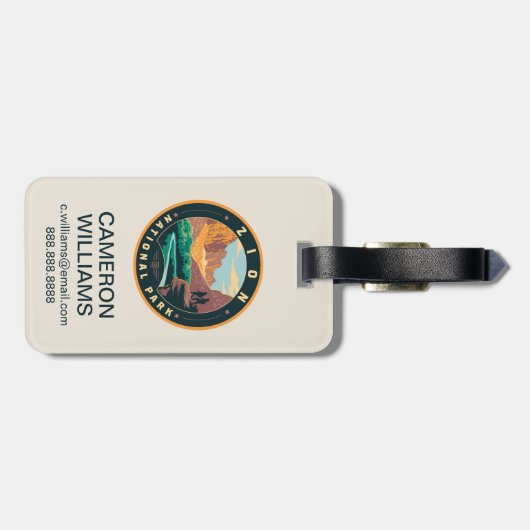 Zion-Nationalpark Gepäckanhänger (Rückseite horizontal)