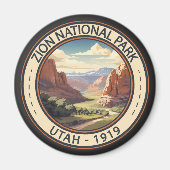 Zion Nationalpark Illustration Reisen Kunst, Dicht Magnet (Vorne)