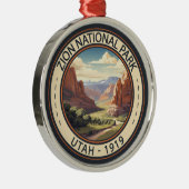 Zion Nationalpark Illustration Reisen Kunst, Dicht Ornament Aus Metall (Rechts)