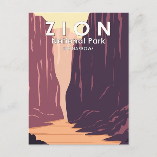 Zion Nationalpark Narrows Retro Postkarte (Vorderseite)