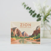 Zion Nationalpark Postcard Vintag Postkarte (Stehend Vorderseite)