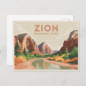 Zion Nationalpark Postcard Vintag Postkarte (Vorne/Hinten)