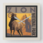 Zion-Nationalpark | Ram Quadratische Wanduhr (Vorderseite)