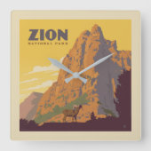 Zion-Nationalpark | Ram Quadratische Wanduhr (Vorderseite)