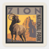 Zion-Nationalpark | Ram Quadratischer Aufkleber (Vorderseite)