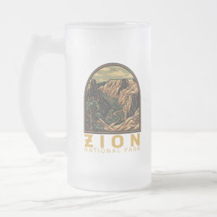 Zion Nationalpark Retro Emblem Mattglas Bierglas