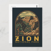 Zion Nationalpark Retro Emblem Postkarte (Vorne/Hinten)