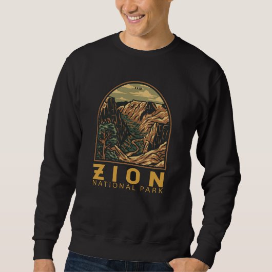 Zion Nationalpark Retro Emblem Sweatshirt (Vorderseite)