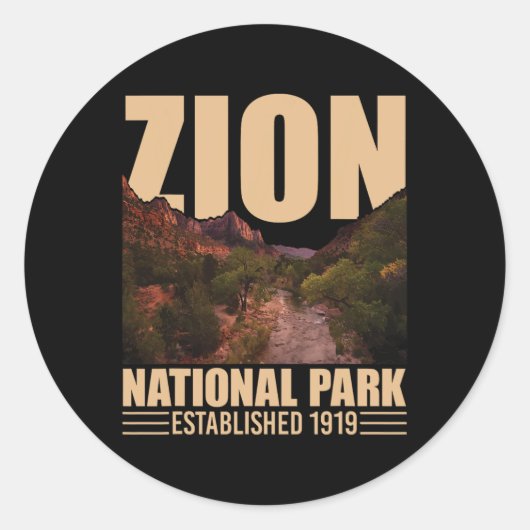 Zion Nationalpark - Retro Wandern und Camping Lieb Runder Aufkleber (Vorderseite)