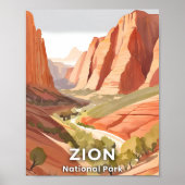 Zion-Nationalpark | Travel Watercolor Valley Poster (Vorne)