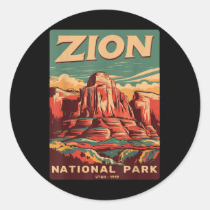 Zion Nationalpark Utah Angels Landing Vintage Wand Runder Aufkleber